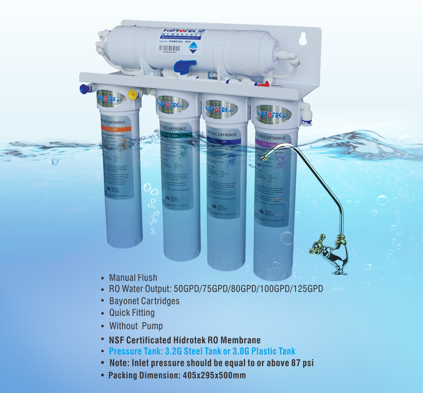 Hidrotek Undersink Standard ósmosis inversa 5 etapas purificador de agua  potable - China El filtro de agua y sistema de ósmosis inversa precio